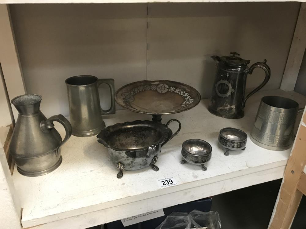 A selection of silver plate & pewter items