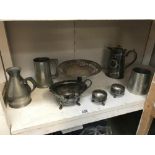 A selection of silver plate & pewter items