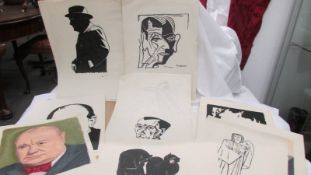 A collection of various paintings and drawings.