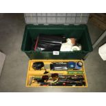 A large box of fishing tackle etc.