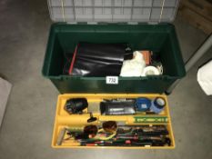 A large box of fishing tackle etc.