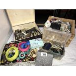 A large selection of costume jewellery including watches (4 boxes)