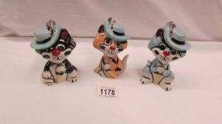 A set of three Lorna Bailey Muskateer cats.