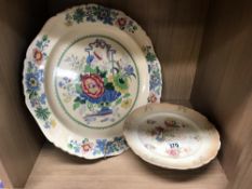 A large Mason's charger/plate & a Crown Devon cake stand