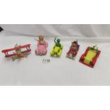 5 TV related die cast vehicles including Aviva Snoopy Plane,
