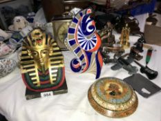 An Egyptian bust and an unusual abstract china piece etc.