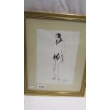 A framed and glazed study of a woman in 1920's dress signed Erte'.