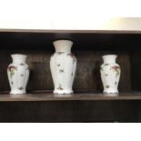 3 Royal Albert Old Country Rose vases (large vase in need of a good clean)