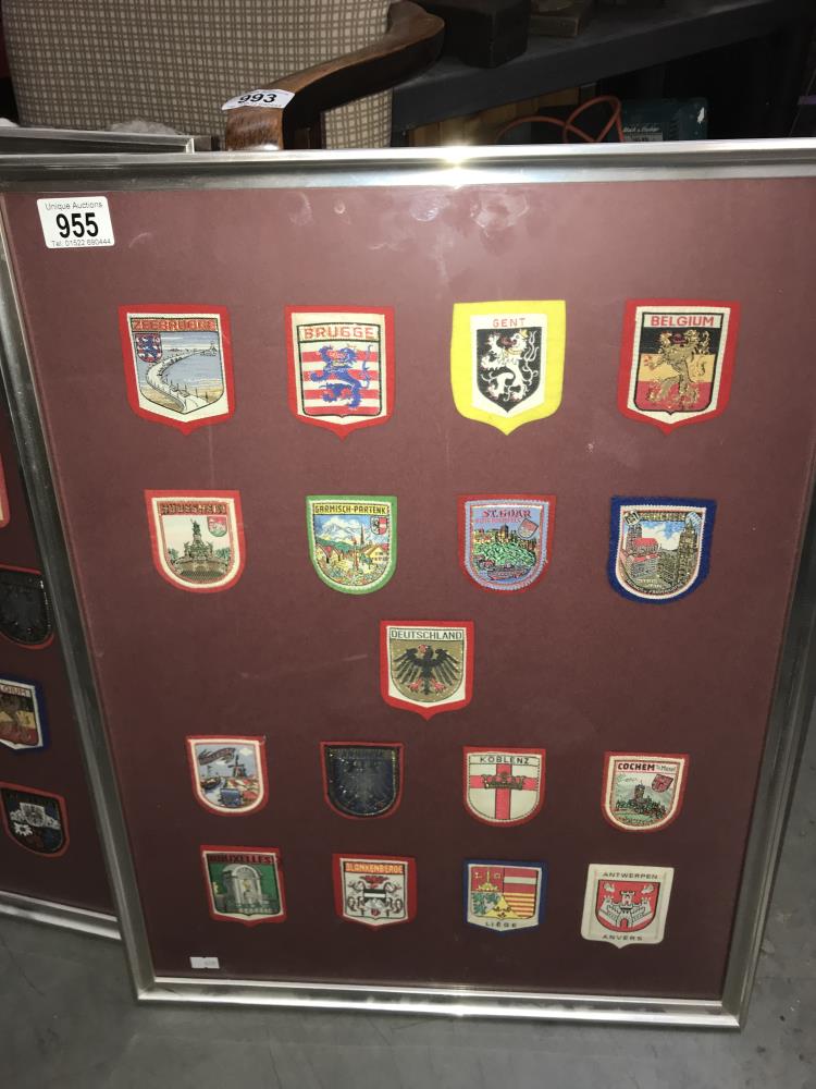 Two framed fabric shield badges - Image 2 of 3