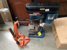 A Clarke pedestal drill & spare drill stand