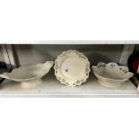 2 large cream ware bowls a cream ware plate