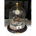 The romance of steam' pocket watch on stand & under dome ****Condition report****