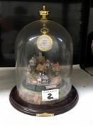 The romance of steam' pocket watch on stand & under dome ****Condition report****