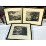 3 framed & glazed antiquarian prints after works by L.