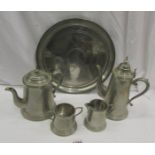 A County pewter tea set on tray by Arthur Price.