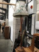 A pine standard lamp ****Condition report**** Approximate height including shade