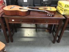 A 2 drawer mahogany side table.