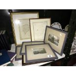 2 framed & glazed maps of Rutlandshire & 5 framed & glazed Stately Home prints