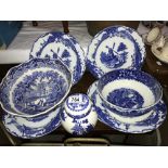 A selection of blue and white china