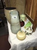 A quantity of art pottery including honey pots and Carlton Ware toast rack