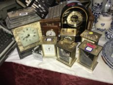 A collection of carriage clocks etc.