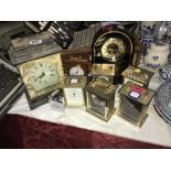 A collection of carriage clocks etc.