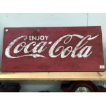 A painted metal retro Advertising sign for Coca Cola