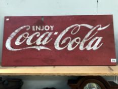 A painted metal retro Advertising sign for Coca Cola