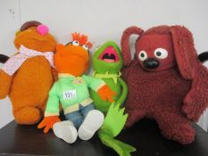 Collection of 4 x original 1976 Muppet dolls (Fisher Price) by Jim Henson including Fozzie Bear,