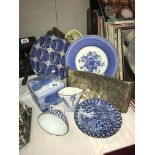A quantity of blue and white china etc.