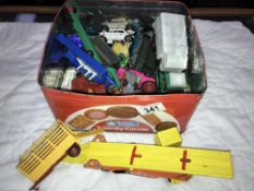 A box of play worn diecast including Dinky, Corgi & Matchbox etc.