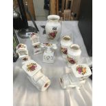 8 rose decorated vases etc.