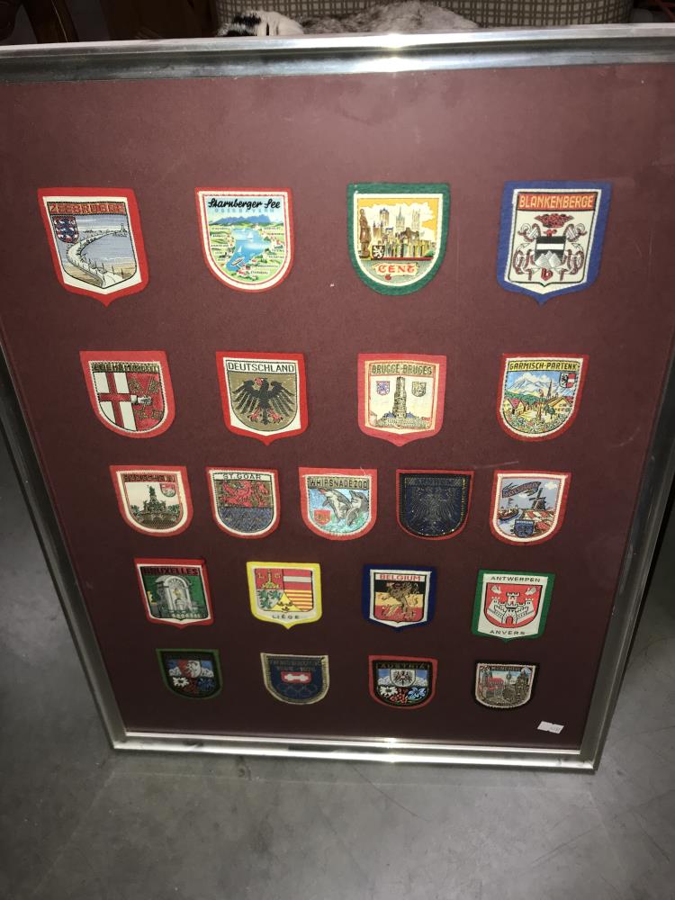 Two framed fabric shield badges - Image 3 of 3