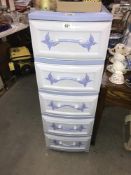A set of 5 drawer plastic drawers