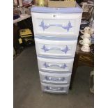 A set of 5 drawer plastic drawers