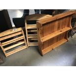 Two pine miniature shelves etc.