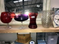 A selection of glassware including ruby