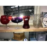 A selection of glassware including ruby