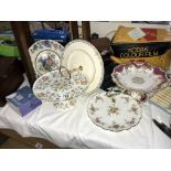4 good cake stands and a Masons plate