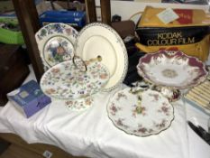 4 good cake stands and a Masons plate