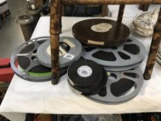 A quantity of old American film reels etc.