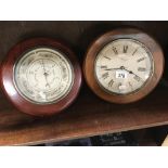 2 wooden framed battery operated wall clocks