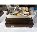 A large quantity of bone and other handled cutlery together with 2 cutlery boxes containing some
