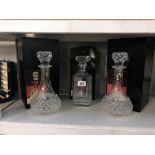 3 boxed cristal D'arques decanters