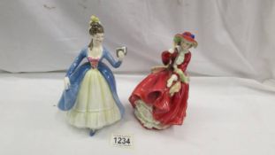 2 Royal Doulton figurines being Top O' The Hill, HN18334 and Leading Lady HN2269.