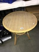 A round wicker table