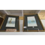 A pair of framed and glazed Edwardian watercolours of nautical scenes signed Leslie Mills.