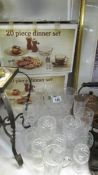 2 boxed glass dinner sets and a mixed lot of drinking glasses.