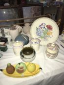 A quantity of Poole Pottery including 4 piece tea set, vases, Carlton Ware etc.