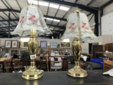 A pair of table lamps with shades.